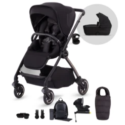Silver Cross Dune Pushchair, First Bed Carrycot, Dream I-Size Ultimate Pack - Space Black