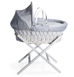 Cuddles Collection White Wicker Moses Basket | Grey Dimple -Baby Products Store trn0bs5s4dp
