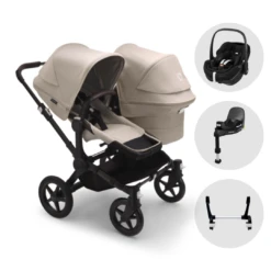 Bugaboo Donkey 5 Duo Pushchair & Carrycot With Maxi-Cosi Pebble 360 Pro Travel System - Black & Desert Taupe