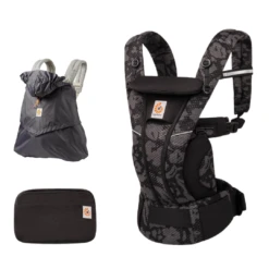 Ergobaby Omni Breeze Baby Carrier |Onyx Blooms & All Weather Cover