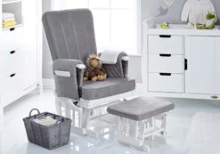Obaby Deluxe Reclining Glider Chair And Stool - White And Grey