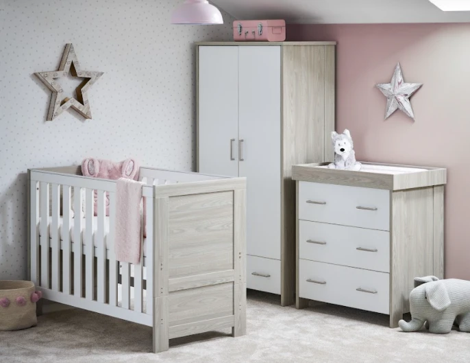 Obaby Nika Mini 3 Piece Room Set & Underdrawer - Grey Wash & White 2 Obaby Nika Mini 3 Piece Room Set & Underdrawer - Grey Wash & White - Image 2