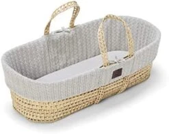 The Little Green Sheep Knitted Moses Basket & Mattress | Dove