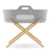 SnuzBaskit Light Grey Moses Basket & Natural Stand Set