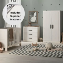Silver Cross Alnmouth 3 Piece Nursery Furniture Set With Superior Mattress