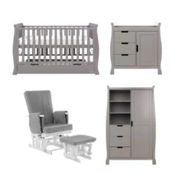 Obaby Stamford Classic 3 Piece Set & Glider Chair- Taupe