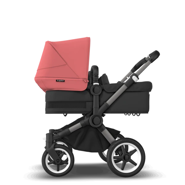 Bugaboo Donkey 5 Twin Pushchair & Carrycot - Graphite / Midnight Black /Sunrise Red 2 Bugaboo Donkey 5 Twin Pushchair & Carrycot - Graphite / Midnight Black /Sunrise Red - Image 2