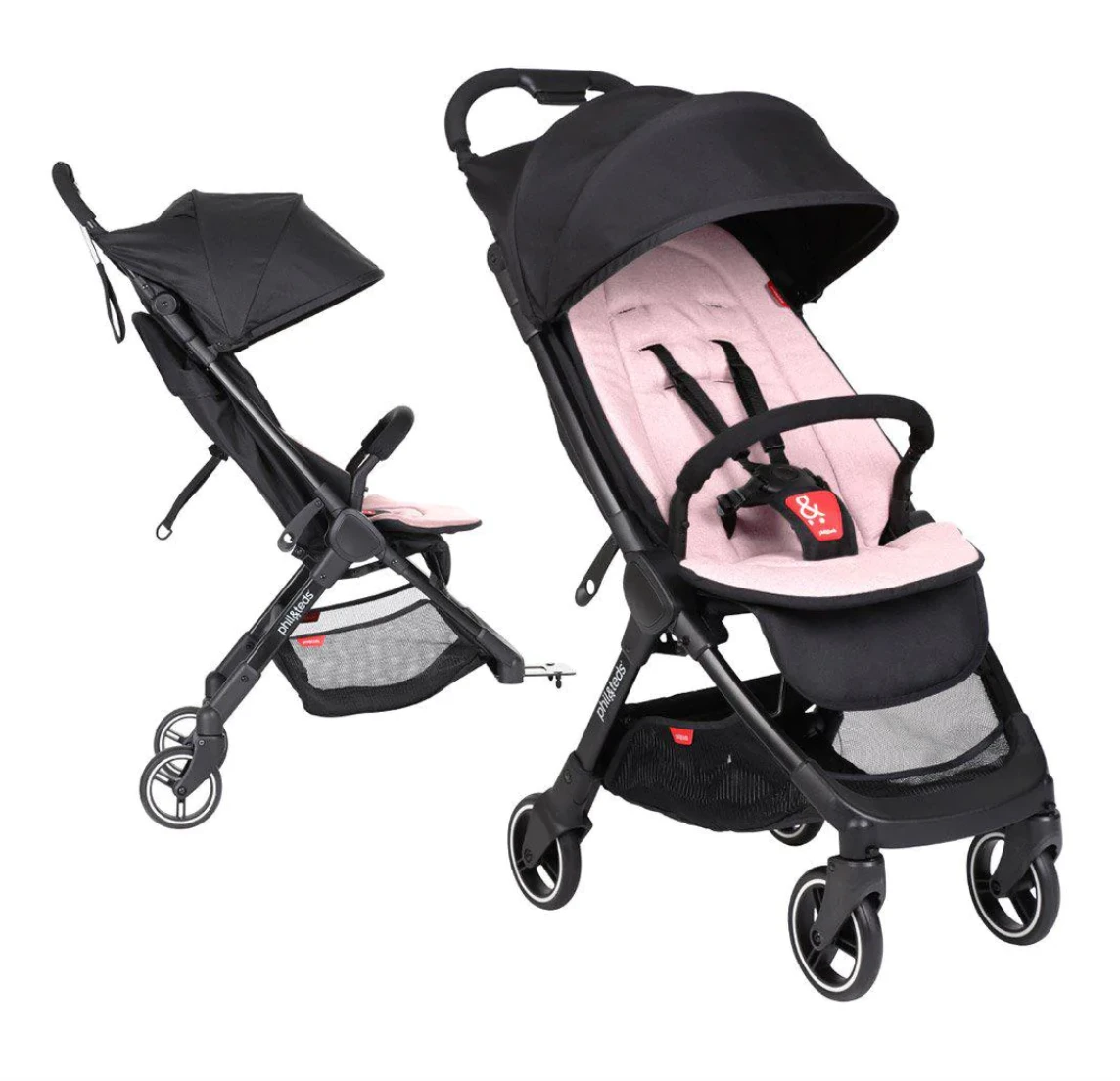 Phil & Teds Go Double Kit + Liner - Blush Pink 2 Phil & Teds Go Double Kit + Liner - Blush Pink - Image 2