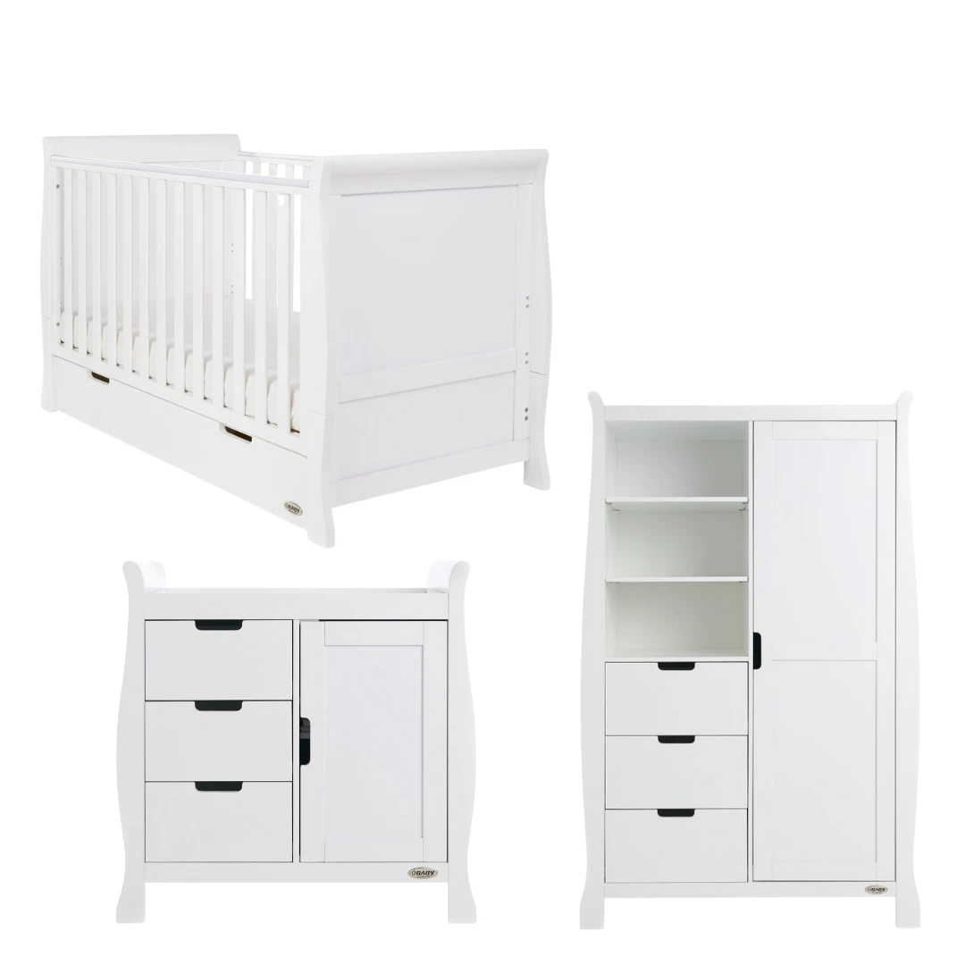 Obaby Stamford Classic 3 Piece Room Set - White 1 Obaby Stamford Classic 3 Piece Room Set - White