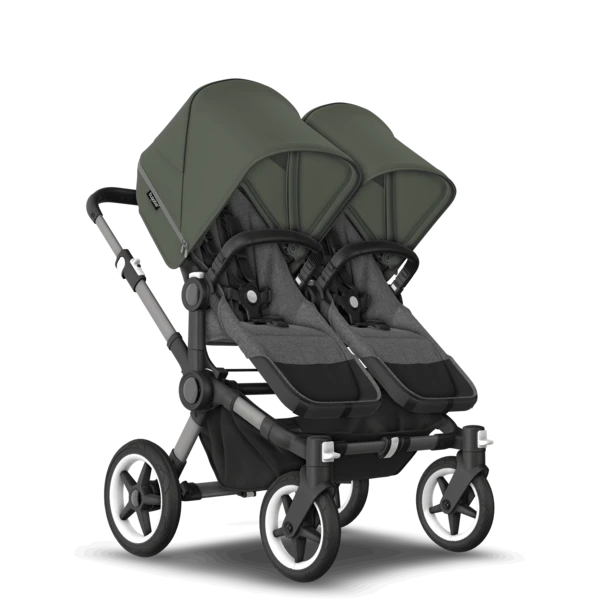 Bugaboo Donkey 5 Twin Pushchair & Carrycot - Graphite / Grey Melange / Forest Green 4 Bugaboo Donkey 5 Twin Pushchair & Carrycot - Graphite / Grey Melange / Forest Green - Image 4